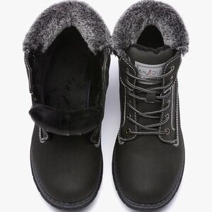 ANJOUFEMME Womens Hiking Snow Winter Boots/Grey/ Size 8